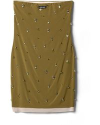 Miu Miu - Embroidered Stretch Georgette Mini-Dress - Lyst