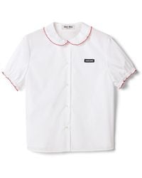 Miu Miu - Embroidered Poplin Shirt - Lyst