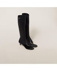 Miu Miu - Stretch Nappa Leather Thong Boots - Lyst