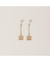 Miu Miu - Metal Earrings With Artificial Pearls - Lyst