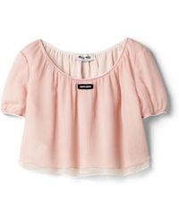 Miu Miu - Top Aus Chiffon, Damen, Größe - Lyst