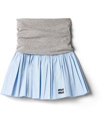 Miu Miu - Jersey And Poplin Skirt - Lyst
