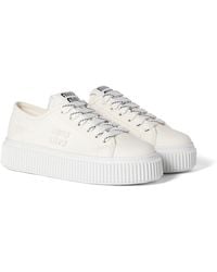 Miu Miu - Denim Sneakers With Logo, Size 40 - Lyst