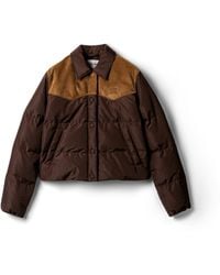 Miu Miu - Technical Pongé And Leather Down Jacket - Lyst