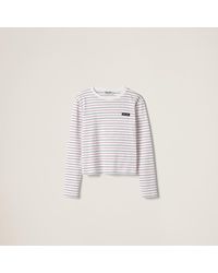 Miu Miu - Long-Sleeved Cotton Jersey T-Shirt - Lyst