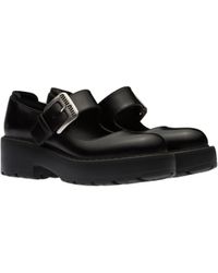 Miu Miu - Leather Mary Jane Shoes With Buckle - Lyst