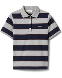 Miu Miu - Striped Jersey Polo Shirt - Lyst