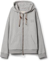 Miu Miu - Oversized Zip-Up Cotton Fleece Sweatshirt - Lyst