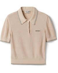 Miu Miu - Cotton Knit Polo Shirt - Lyst
