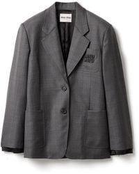 Miu Miu - Prince Of Wales Checked Wool Jacket - Lyst