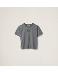 Miu Miu - Garment-dyed Jersey T-shirt With Embroidered Logo - Lyst