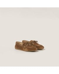 Miu Miu - Logo-Embossed Suede Loafers - Lyst