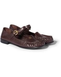 Miu Miu - Leather Loafers With Strap - Lyst