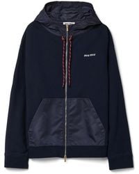 Miu Miu - Cotton Fleece Zipper Hoodie - Lyst