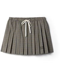 Miu Miu - Pleated Checked Flannel Miniskirt - Lyst