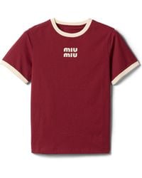 Miu Miu - Cotton Jersey T-Shirt - Lyst