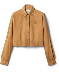 Miu Miu - Waxed Suede Shirt - Lyst