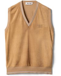 Miu Miu - Wool And Suede Vest - Lyst