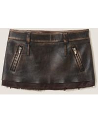 Miu Miu - Nappa Leather Skirt - Lyst