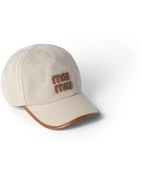 Miu Miu - Canvas And Leather Baseball Cap - Lyst