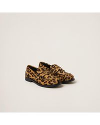Miu Miu - Leopard-print Calf Hair-effect Loafers - Lyst