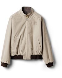 Miu Miu - Reversible Houndstooth Check And Panama Cotton Blouson Jacket - Lyst