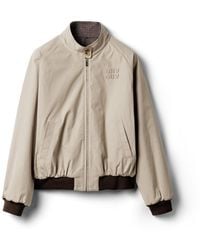 Miu Miu - Reversible Houndstooth Check And Panama Cotton Blouson Jacket - Lyst