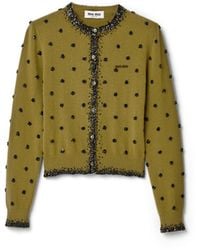 Miu Miu - Embroidered Cashmere Cardigan - Lyst