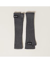 Miu Miu - Ribbed Knit Silk Fingerless Gloves - Lyst