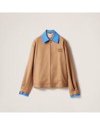 Miu Miu - Camel-Hair Blouson Jacket With Poplin Details - Lyst