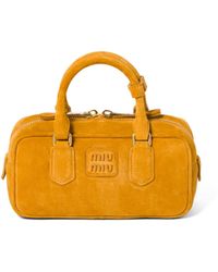 Miu Miu - Arcadie Padded Suede Top-Handle Bag - Lyst