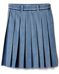 Miu Miu - Pleated Denim Skirt - Lyst