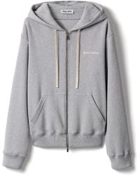 Miu Miu - Cotton Fleece Zipper Hoodie - Lyst