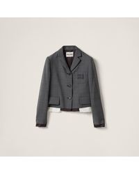 Miu Miu - Single-Breasted Prince Of Wales Check Blazer - Lyst