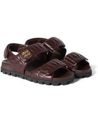 Miu Miu - Sporty Matelassé Nappa Leather Sandals, Size 36 - Lyst