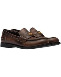 Miu Miu - Leather Distressed Penny Loafers - Lyst