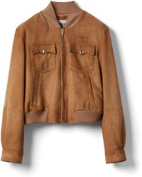 Miu Miu - Logo Suede Jacket - Lyst