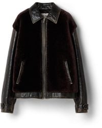Miu Miu - Leather And Shearling Blouson Jacket - Lyst