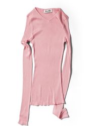 Miu Miu - Silk V-Neck Sweater - Lyst
