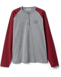 Miu Miu - Cotton Jersey Henley Shirt - Lyst