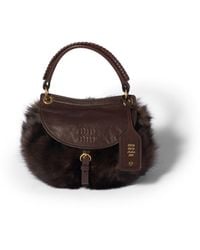 Miu Miu - Rendez-Vous Shearling And Nappa Leather Bag - Lyst