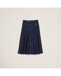 Miu Miu - Long Pleated Marocain Skirt - Lyst