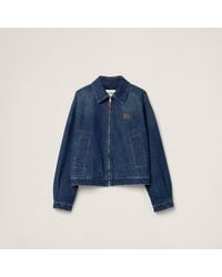Miu Miu - Oversized Zip-Up Denim Jacket - Lyst