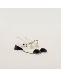 Miu Miu - Leather And Patent Leather Slingback Pumps - Lyst