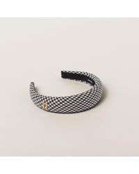 Miu Miu - Gingham Check Wool Headband - Lyst