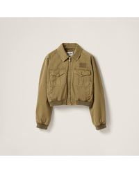 Miu Miu - Garment-Dyed Cotton Satin Bomber Jacket - Lyst