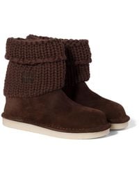 Miu Miu - Suede And Knit Booties - Lyst
