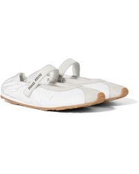 Miu Miu - Plume Technical Fabric And Suede Ballerinas - Lyst