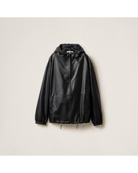 Miu Miu - Nappa Leather Hoodie Jacket - Lyst