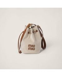 Miu Miu - Canvas And Leather Bucket Bag - Lyst